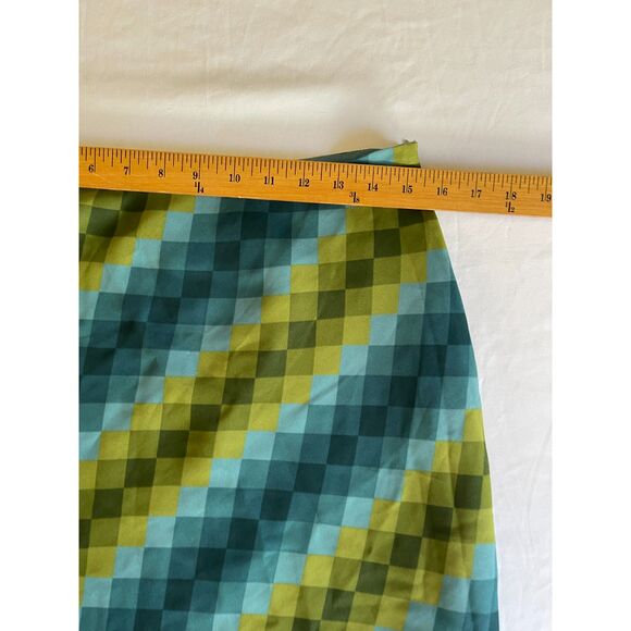 Vintage 90s Ann Taylor A-Line Green Multi Checked Skirt Fully Lined SIZE 8 1990s - Picture 6 of 7